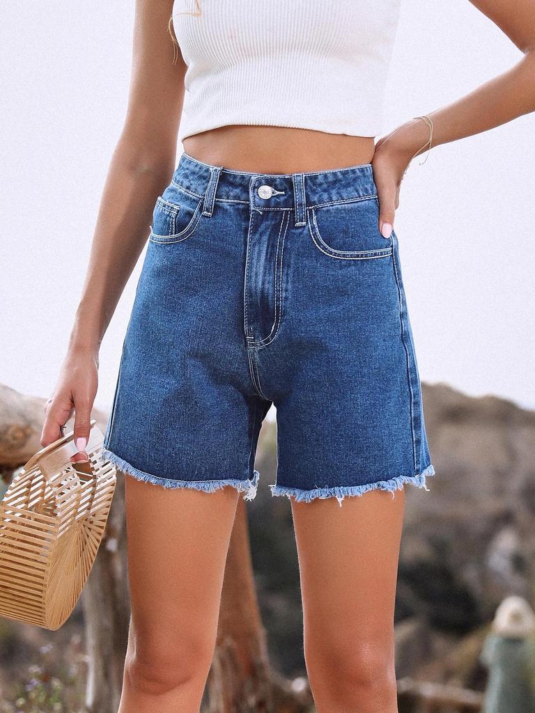 Trendy European & American Women's High-Waist Denim Shorts - Loose, Slimming Fit