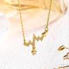 Korean Style EKG Heart Pendant Necklace for Women - Trendy Titanium Steel Clavicle Chain, Luxurious & Versatile Fashion Gift for Girls.
