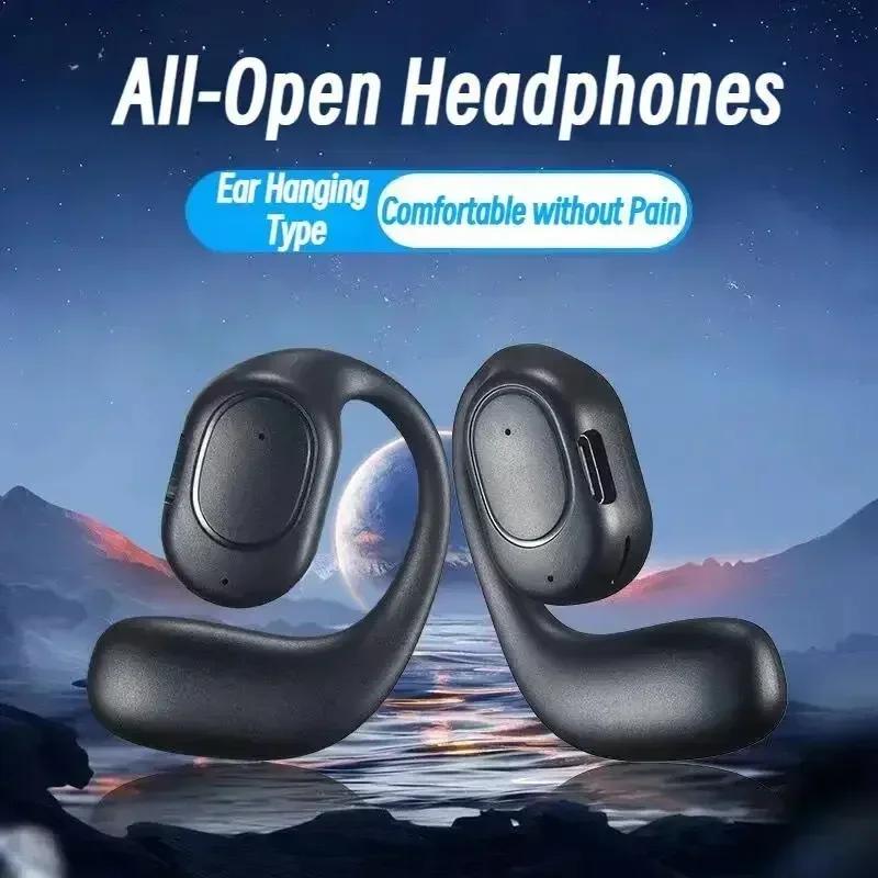 Single Wireless Earphones Air Conduction OWS Headphone HiFi Ear-Hook Music Sports Noise Cancel Headset For All Smartphones