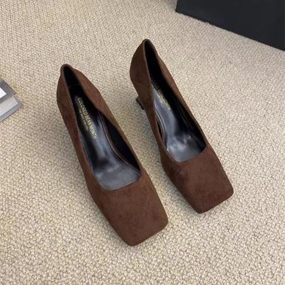 Fashion Pumps Ladies Shoe Female Square Toe Sandals 2024 Trend Fashion Simplicity Slip-On Footwear Elegant Career Women High Heels Shoes
