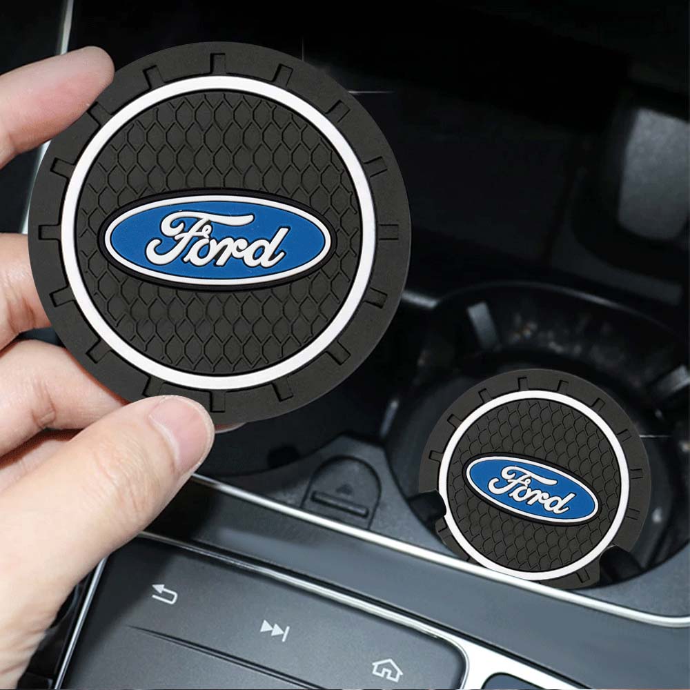 2Pcs Car Anti-Slip Water Cup Pad Bottle Holder Mat Coaster For Ford Fusion Taurus Focus Mk2 3 7 Mondeo F150 Mustang Transit Kuga