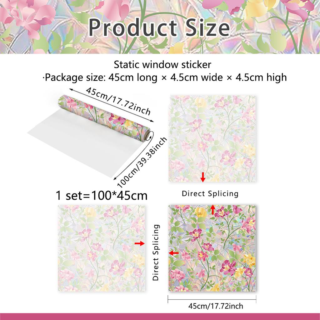 A Variety Of Colorful Flowers, Colorful Sunlight Electrostatic Stickers, Double-Sided Visual Window Glass Decorative Wall Stickers