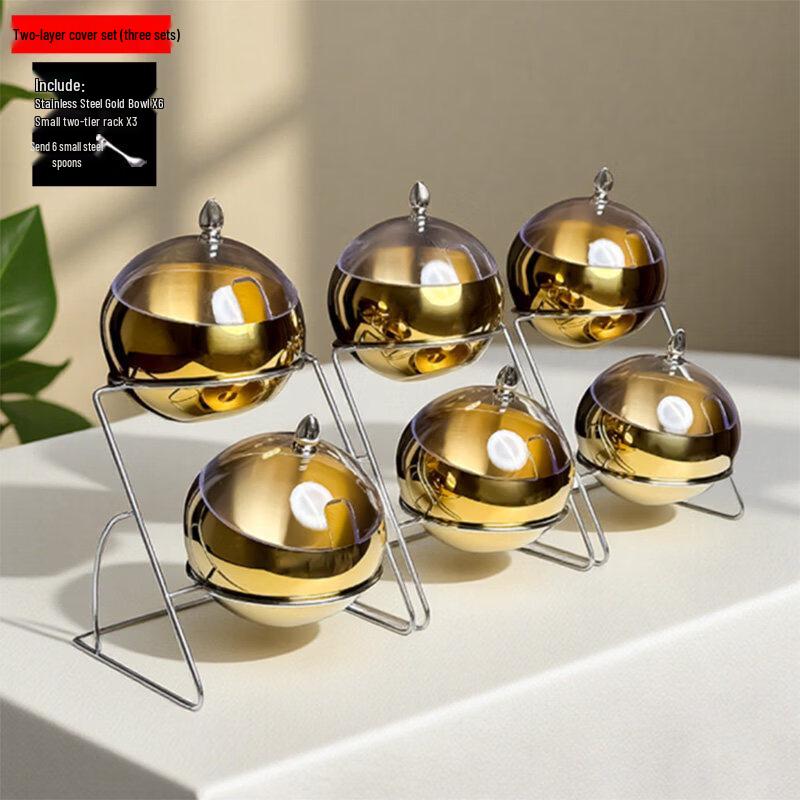 Jingbaodi Stainless Steel Two-Tier Buffet Condiment Server with Lid