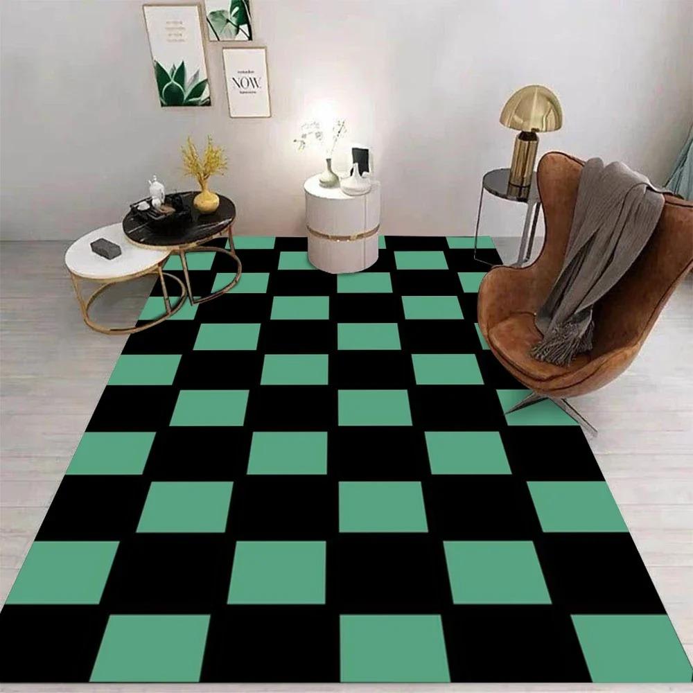 Checkerboard Grid Carpet Cartoon Living Room Bedroom Kitchen Sofa Table Balcony Rug Non-slip Washable Mat Home Ornaments INS
