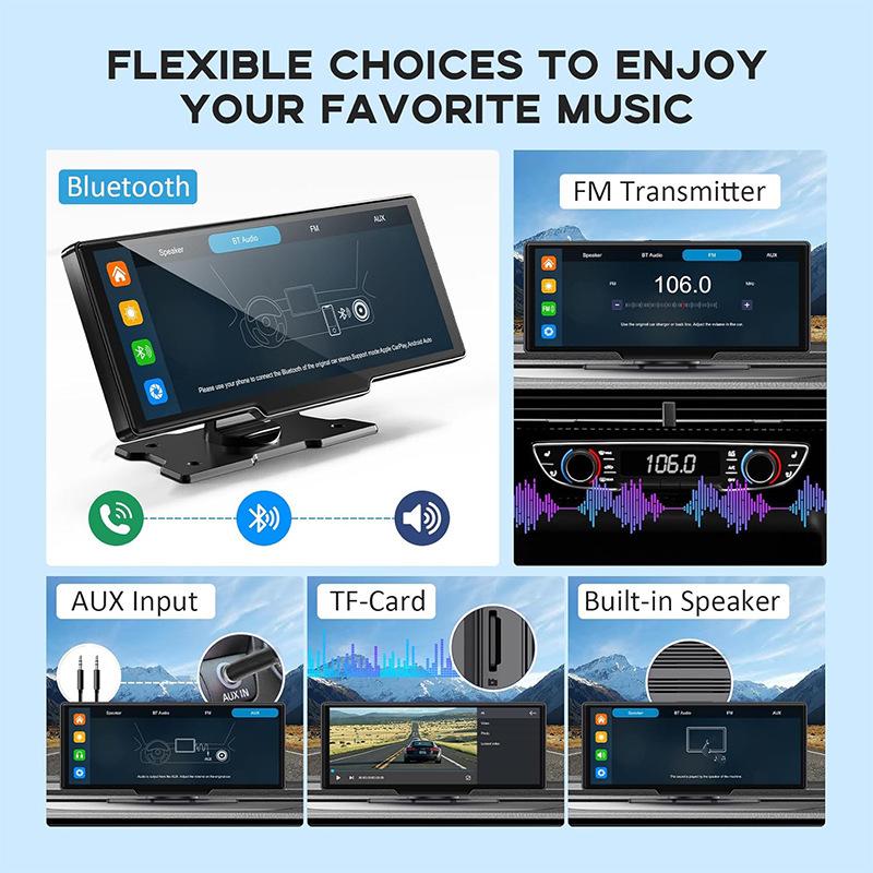Navigatore per Auto con Touchscreen da 10,26 Pollici e Registratore Dual Dash Cam 1080P