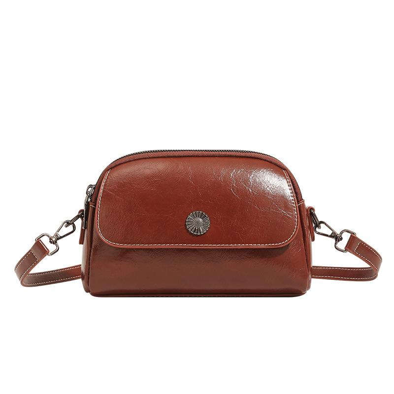 Retro Literary Bag Women's Spring and Summer Korean Version Multi Layer Women's Bag Mobile Phone Bag One Shoulder Crossbody Bag Women's Mini Bag