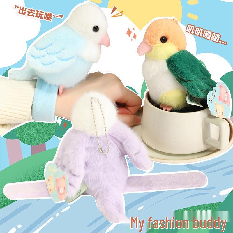 Popular Plush Parrot Bird Slap Bracelet & Pendant Doll