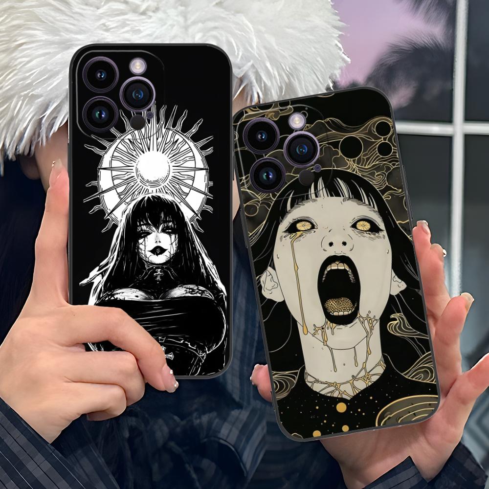 Terror Gothic Art Mobile Phone Case for iPhone 17 16 15 14 13 12 11 X XR XS 8 7 Air Pro Max Plus Mini Colorful Cover Pretty