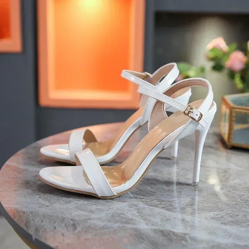 Fashion Large Size 45 Women's Sandals 2024 Summer High Heels Fashion Open Toe Sandals Buckle Party Shoes Sexy Thin Heels Wedding Shoes