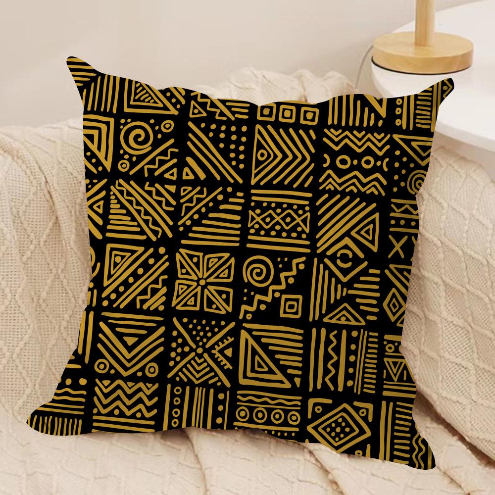 African Tribal Pattern Cushion Cover Short Plush Doublesided Print Square Throw Pillow Covers Sofa Home Cushion Decor