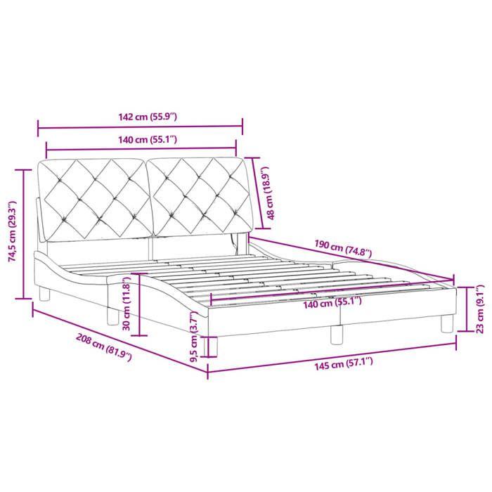 VidaXL Bed Frames with LED Lights, Upholstered Bed, Slat Base, Double Bed, Adult Bedroom Bed 3213850