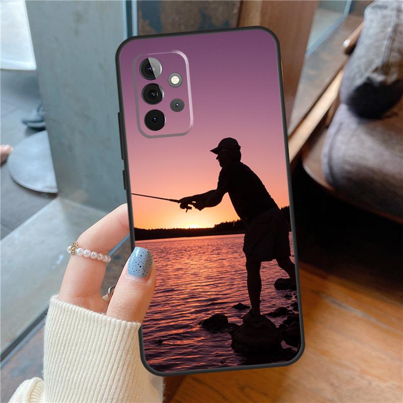 Hunter Man Fishing Dog Case For Samsung Galaxy A16 A13 A26 A36 A56 A06 A55 A35 A15 A54 A34 A14 A53 A12 A22 A32 A52