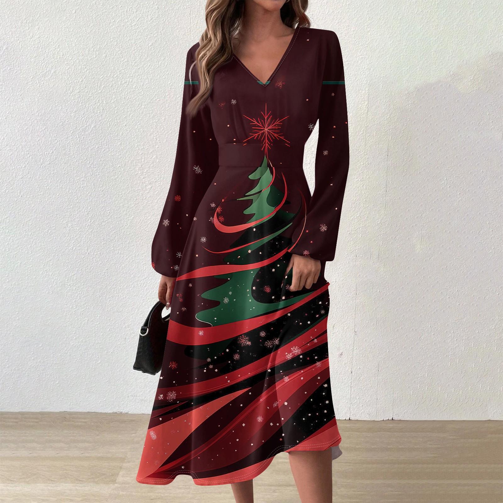 

Женское и зимнее повседневное модное длинное платье с V-образным вырезом и длинными рукавами XL винный