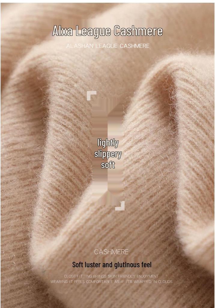 Women's High Neck Cashmere Sweater: Slim Fit Long Sleeve, Stacked Collar Knit for Autumn/Winter