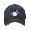 Retro Hello Pingu Baseball Cap Unisex Women Denim Snapback Hat Penguin Series Cartoon Meme Cute Funny Outdoor Running Golf Gift Hat