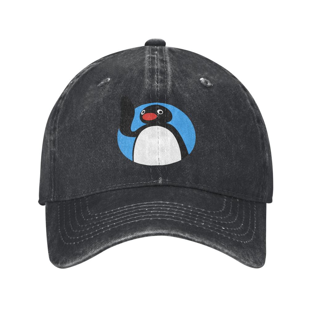 Retro Hello Pingu Baseball Cap Unisex Women Denim Snapback Hat Penguin Series Cartoon Meme Cute Funny Outdoor Running Golf Gift Hat