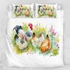 Chicken Duvet Cover King Queen Size Watercolor Rooster Bedding Set for Boys Teens Adults Farm Animal Polyester Comforter Cover