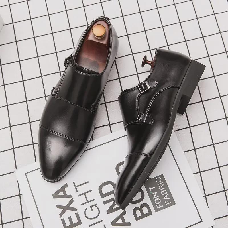 Autumn Retro British Leather Monk Strap Shoes – Men's Formal and Business Casual Footwear