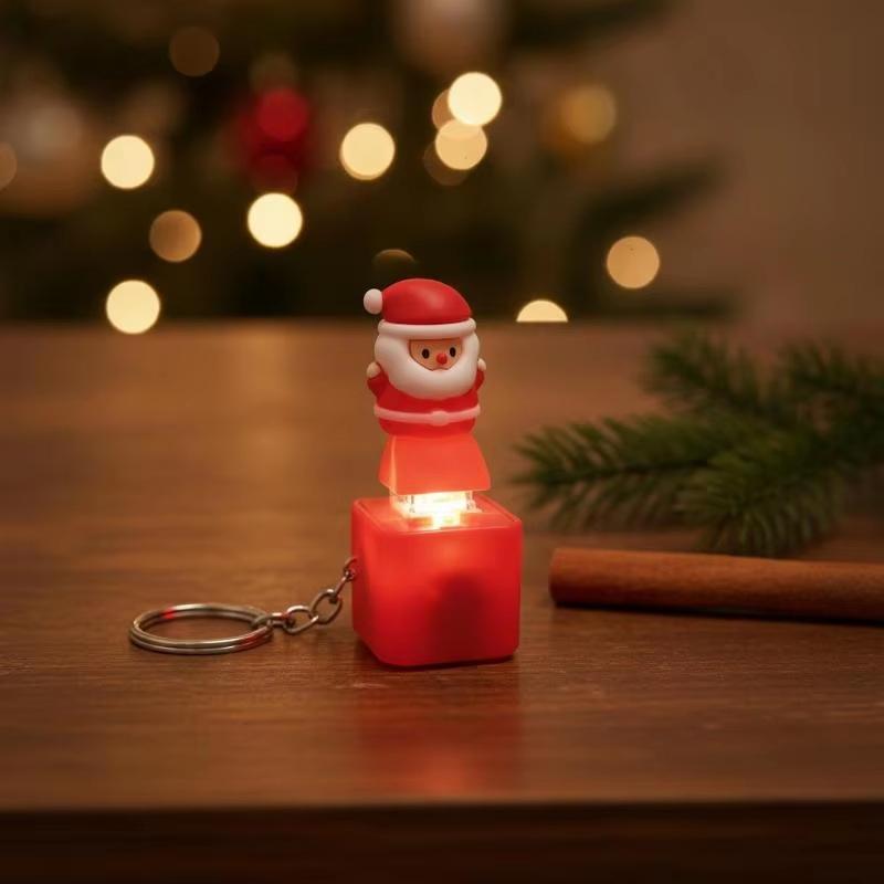 Voice Function Light Up Santa Claus Keychain Soft Stress Relief Key Ring Perfect for Xmas Giveaways Stocking Stuffers