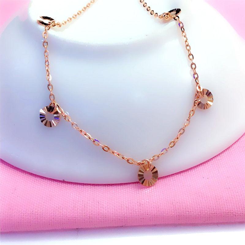 Purple Gold Flake Fringed Anklet Exquisite Delicate Rose Gold-Plated Car Flower Disc Anklet Jewelry