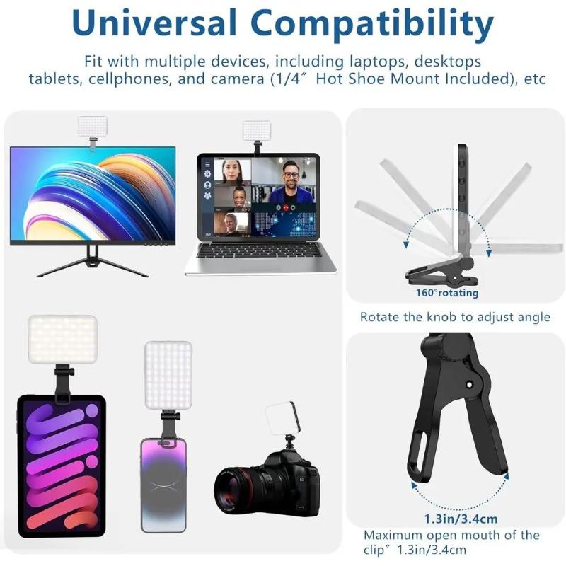 Portable Mini LED Selfie Fill Light 3 Modes Adjustable Brightness USB Rechargeable Lamp for Phone Computer Live Video Makeup