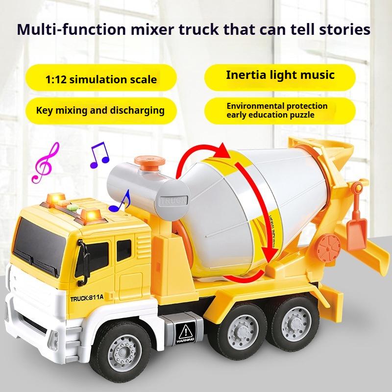 Engineering Vehicle Pneumatic Concrete Cement Mixer Truck Simulation Tank Truck Sound and Light Car Toy