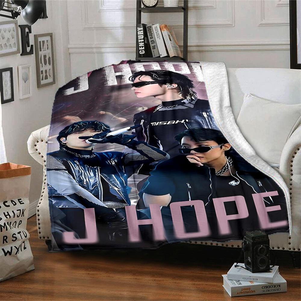 1pc J Hope Flannel Blanket [Cozy Throw Blanket] For Sofa, Bed, Travel, Camping, Livingroom, Office, Couch, Chair, And Bed