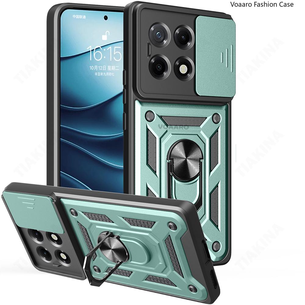 Slide Lens Armor Funda for Tecno Spark 30 Pro 4G Case Magnetic Rotate Ring Stand Holder Cover for Tecno Spark 30 Pro 4G Case