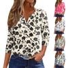 Women's T Shirt Print Button 3/4 Sleeve Daily Weekend Fashion Basic V- Neck Regular Top