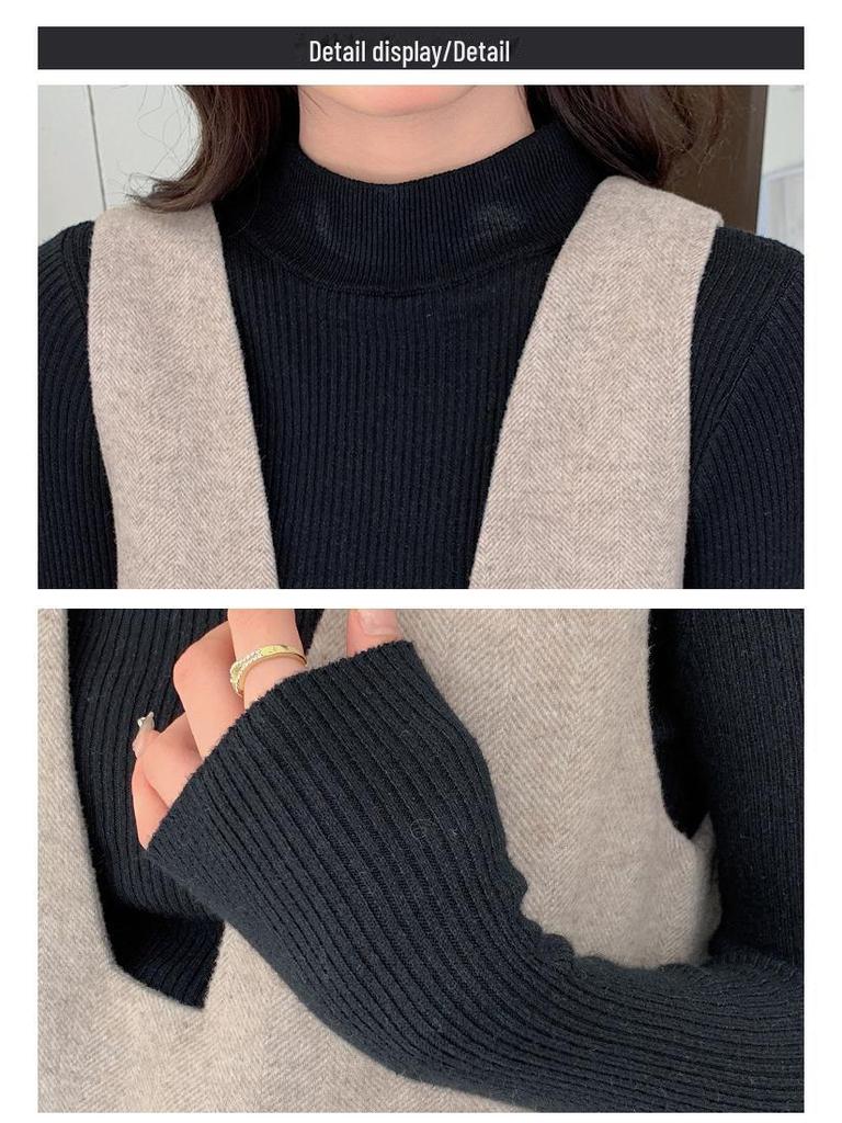 Maternity Fashion: Korean Loose Woolen Overall Skirt & Sweater Set for Autumn/Winter