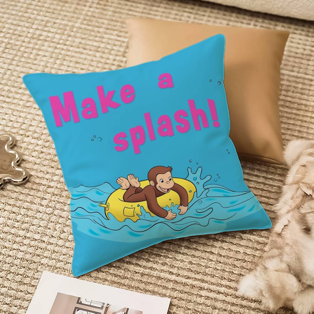 Curious G-George Cartoon Pillow Case Anti-dustmite Invisible Zipper Sofa Bed