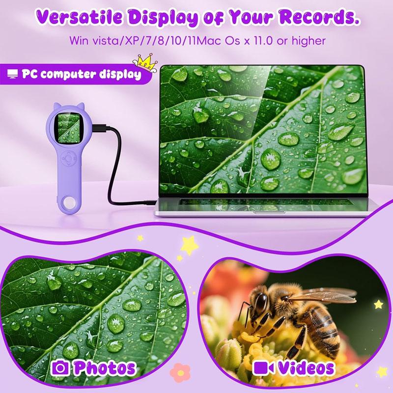 Handheld Digital Microscope 500X USB Supports 64GB Memory Insect Coin Magnifier Portable Microscopes Children Educational Toy