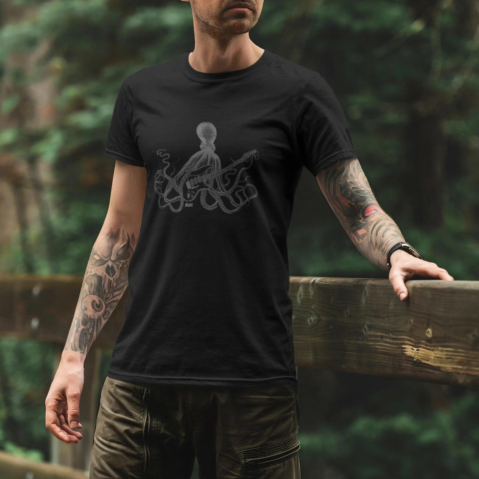 E2K Rocktopus Unisex T-Shirt octopus guitar guitars guitarist rock and roll band S