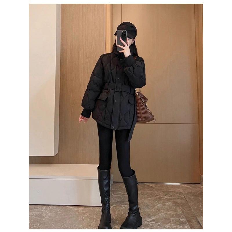 Cappotto Invernale Caldo Trapuntato Imbottito in Cotone Piumino da Donna Ispessito Slim Fit con Cintura in Vita Giacca alla Moda