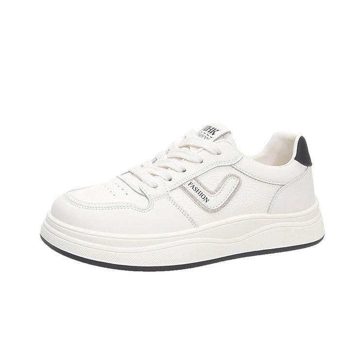 Little White Shoes Women's 2025 Spring and Autumn New Popular Versatile Leather Lightweight Non-slip Flat Bottom Sports Student Board Shoes Women