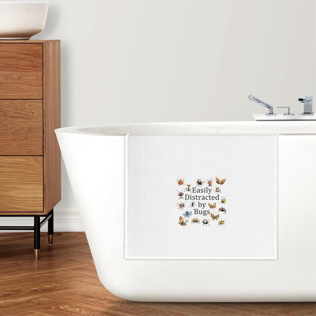 Funny Entomology Bug Kitchen Dish Towels,Gifts for Women Men Bug Lovers,ect Hand Tea Towels for Kitchen Bathroom Decor,16x24 Inches