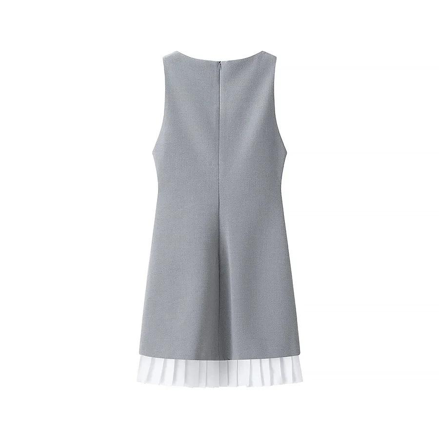 European and American Women's Sleeveless Boat Neck Short Dress - Simple, Fashionable Spring New Arrival