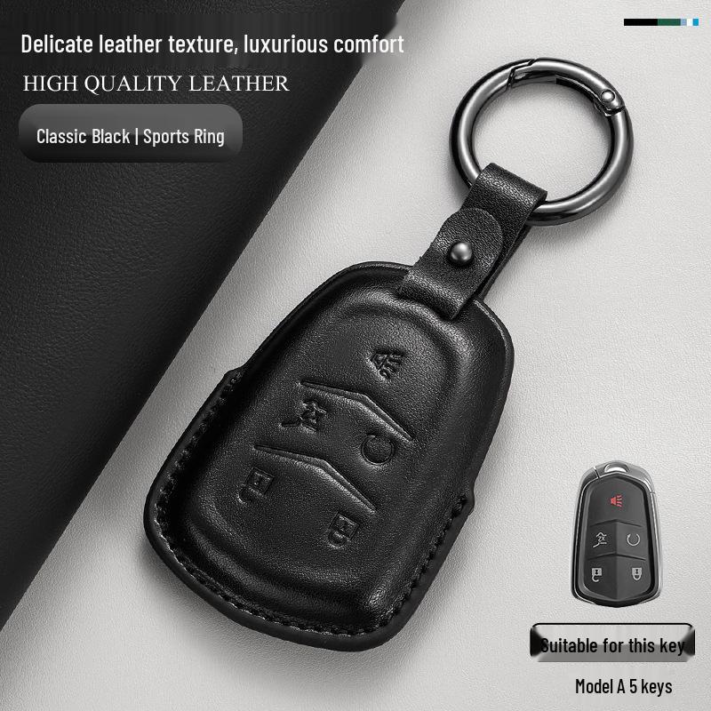 Genuine Leather Key Case for Cadillac: Compatible with CT6, XT5, XT4, XT6, CT4, CT5, XTS, GT4, and ATSL Models.