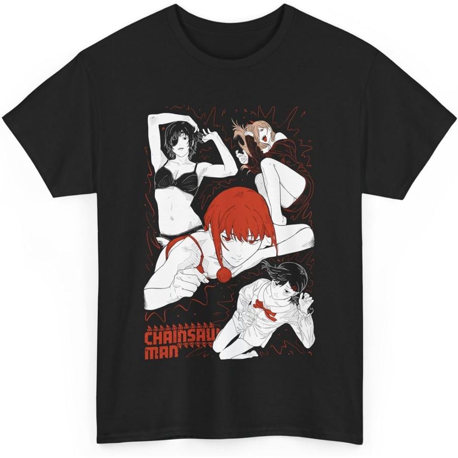 Makima Chainsaw Devil Manga Anime T Shirt Unisex Waifu Ecchi Sexy Anime Unisex Gift Cotton Power Reze Soft Shirt Premium CSM XXXXXL чёрный
