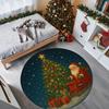 Christmas Round Carpet Santa Slide and Tree Printing Festive Holiday Decorative Rug Floor Mat for Christmas Carpet Under Tree