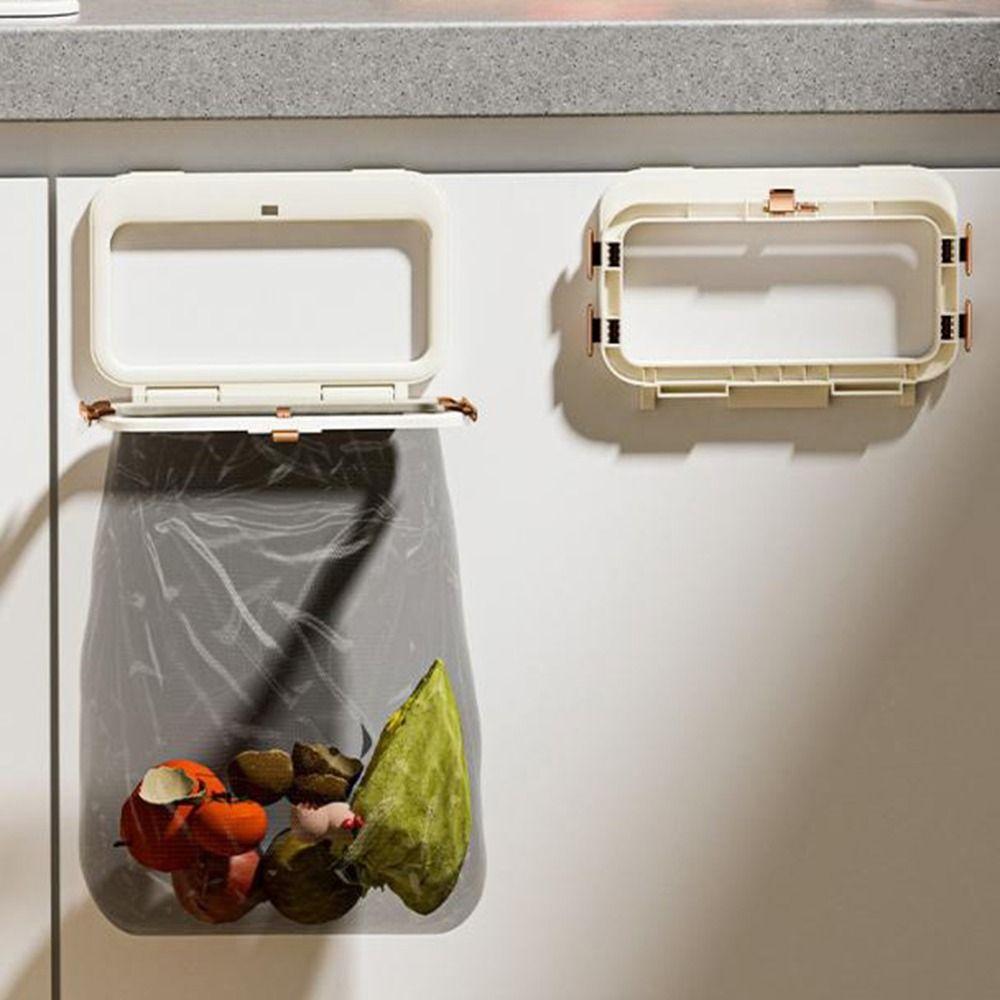 No-Drill Folding Trash Bag Holder Plastic Plastic Bag Holder Garbage Bag Holder for Kitchen