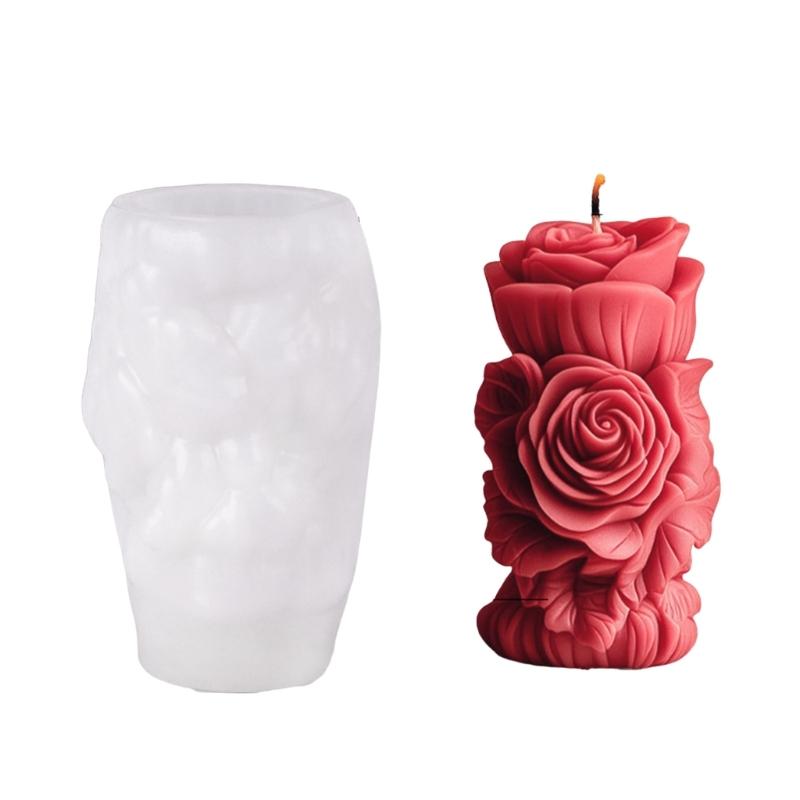 

3D Rose Cylinder Silicone Candle Molds for Epoxy Resin Making Candle Soap Gypsum Silicone Molds for Home Decoration