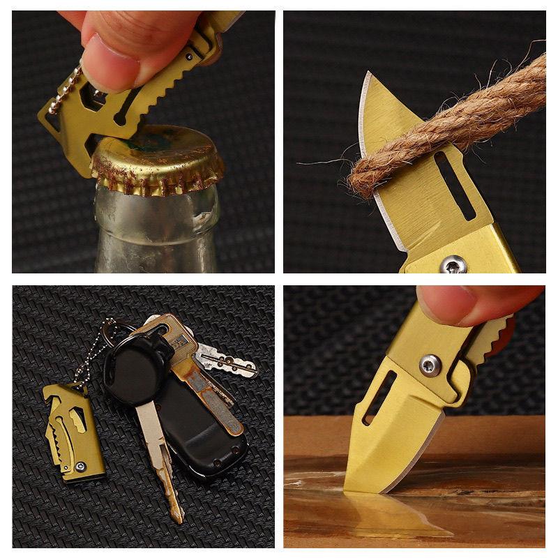Mini 420 Stainless Steel Folding Knife Keychain Mini Key Knife EDC Creative Pocket Knife Portable Bottle Opener Sharp Cutting To