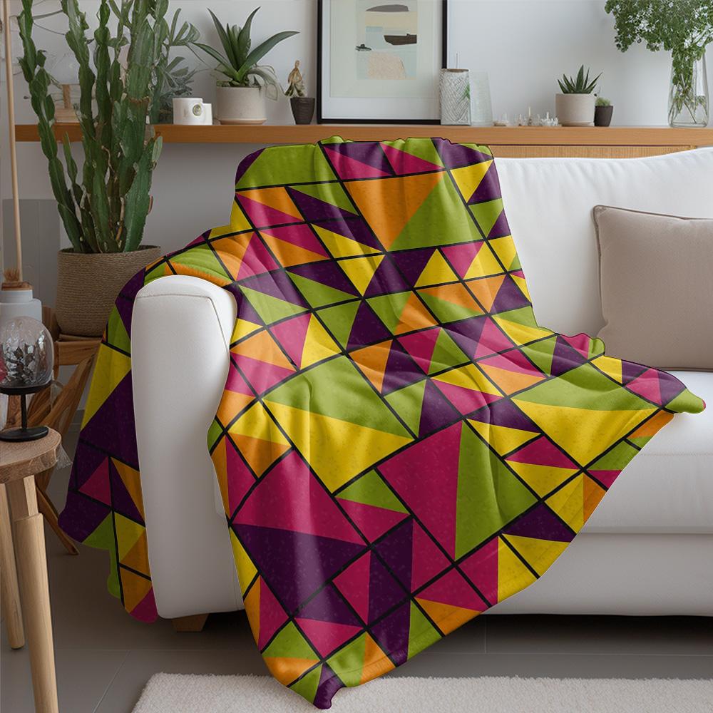 Geometric Print Blanket Throw Soft Fleece Bedding Sofa Cover Decorative Throw Blanket for Living Room Bedroom Gift
