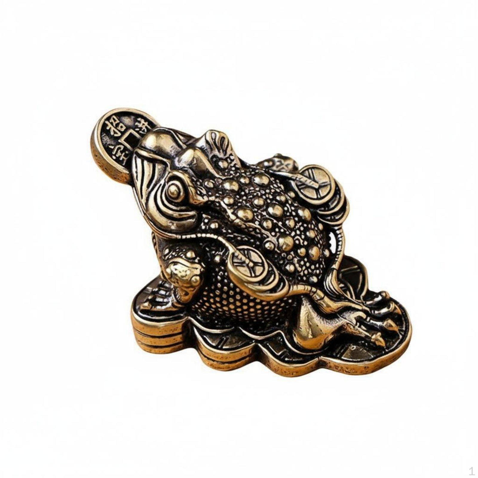 Feng Shui Abundance Frog Statue Tea Pet Golden Figurine Store Opening Gift