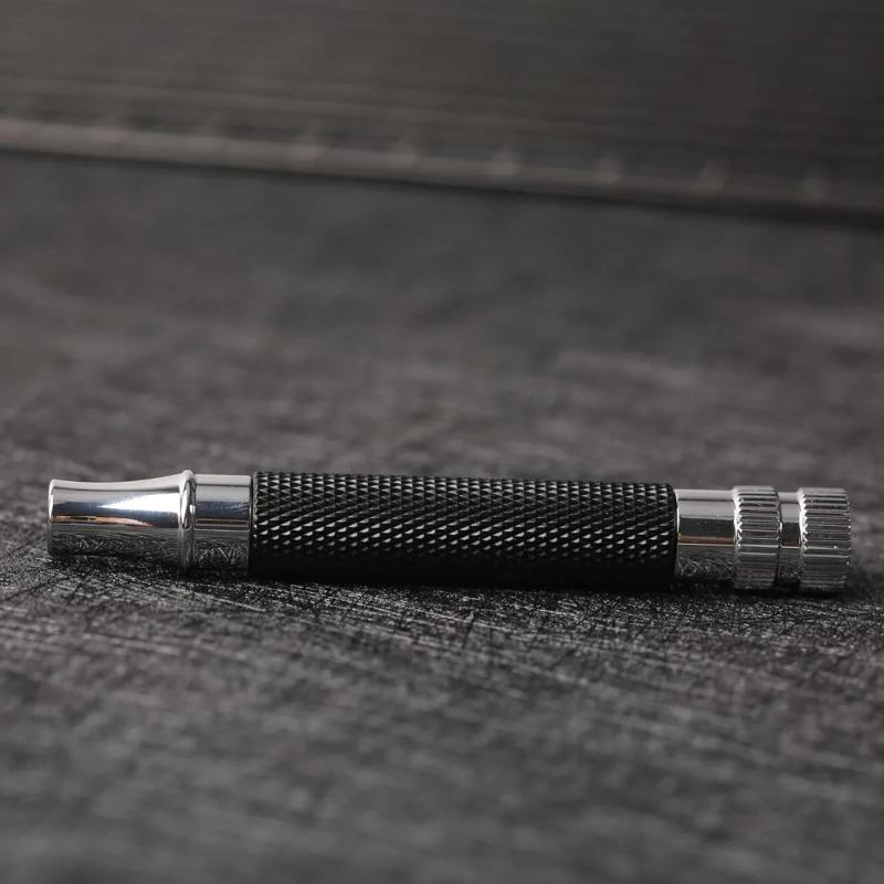 Yaqi Mens Chrome Color And Black Safety Razor Handle Portable Travel Replace Accessory For Shaving Brush 2025