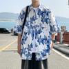 Summer floral short sleeved shirt for men, loose casual beach vacation, couple's shirt