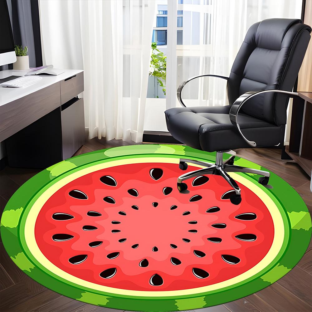 1pc Watermelon Slice Carpet for Office Non-Slip, Round Carpet, Soft & Comfortable, Carpet for Office, Lightweight Round Floor Mat