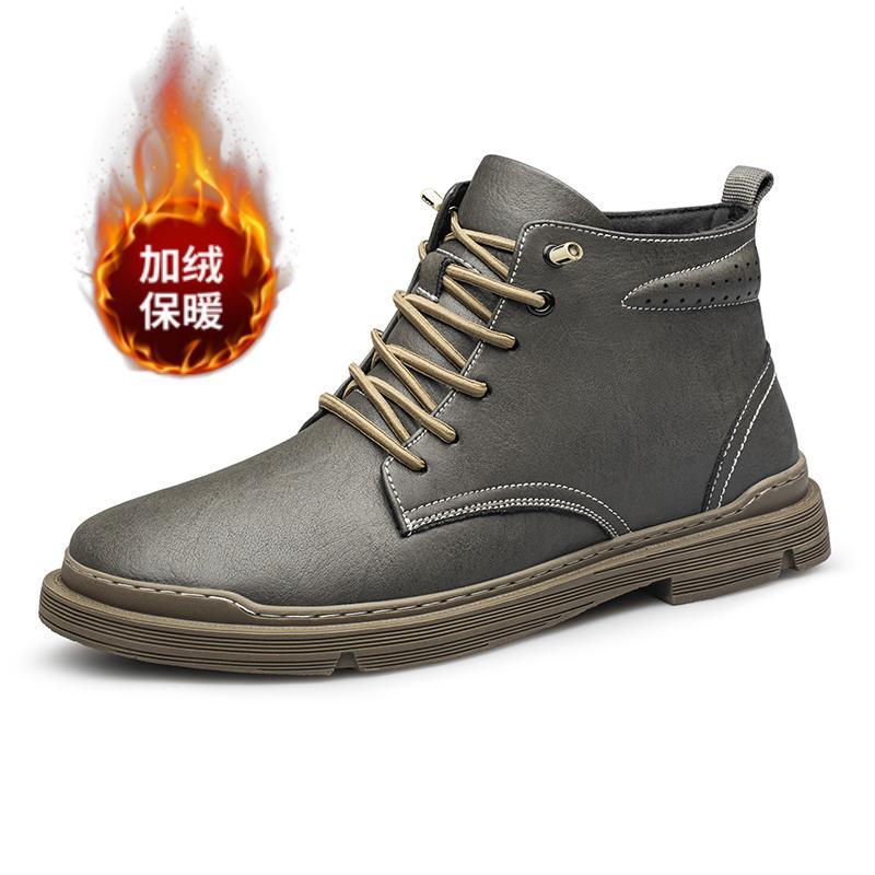 

2024 Новые мужские ботинки средней высоты из кожи, водонепроницаемые ботинки на шнуровке, мужские зимние легкие ботинки до щиколотки для мужчин, зимняя повседневная нескользящая обувь 45