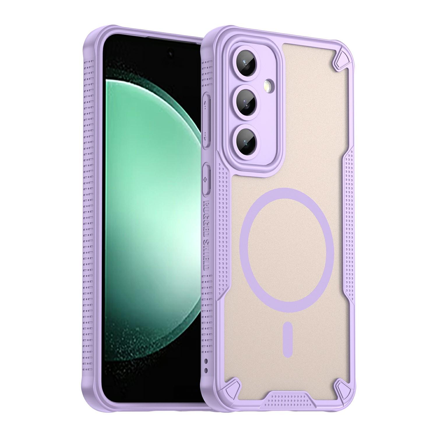 

For Samsung Galaxy S24 FE Magnetic Case Compatible with MagSafe TPU+PC Phone Back Cover Purple